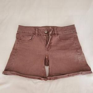 American Eagle Super Stretch Mauve Pink Midi Shorts
